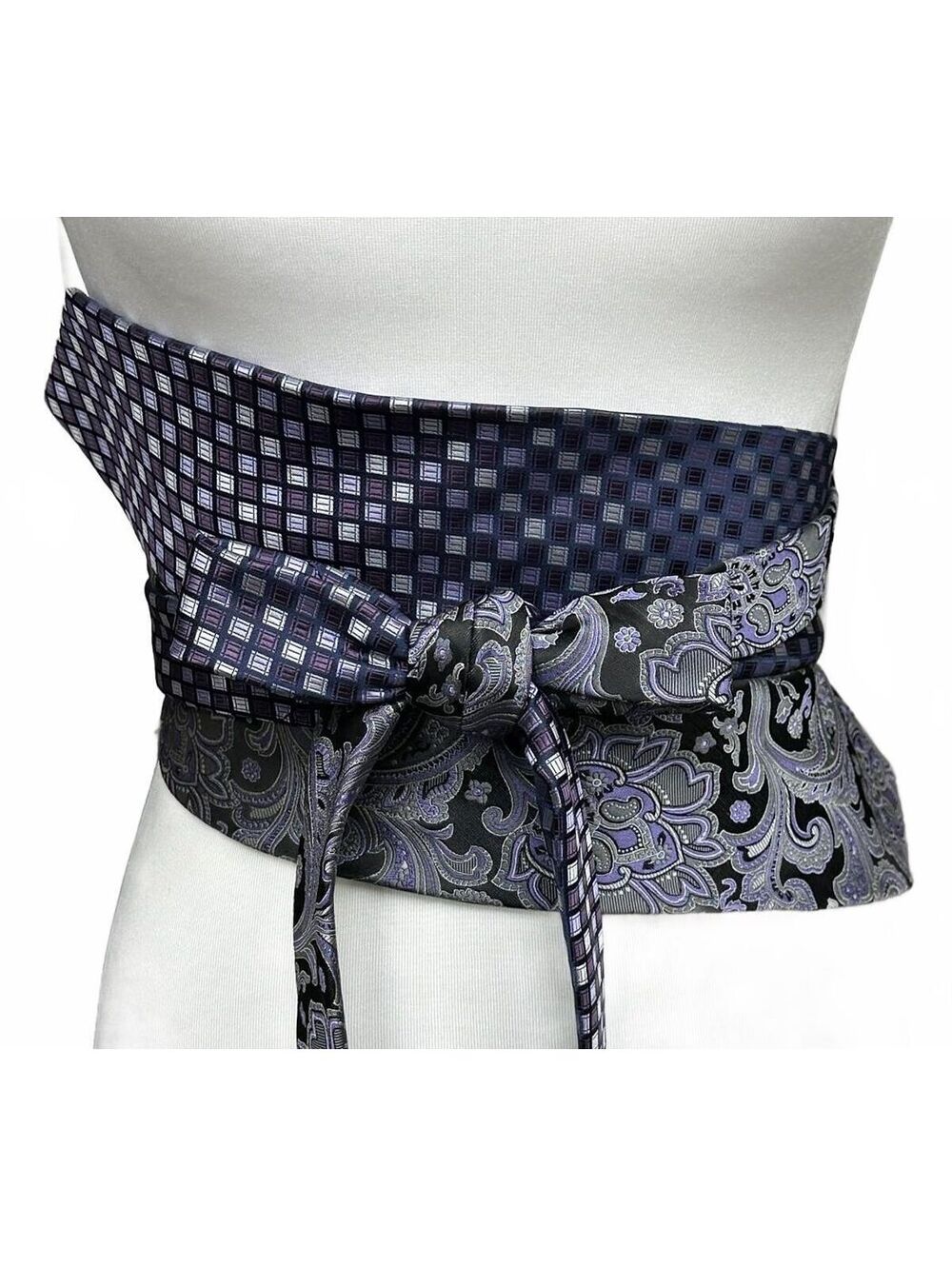 Upcycled Silk Necktie Obi | Corset Style Waist Belt | One-of-a-Kind | OS